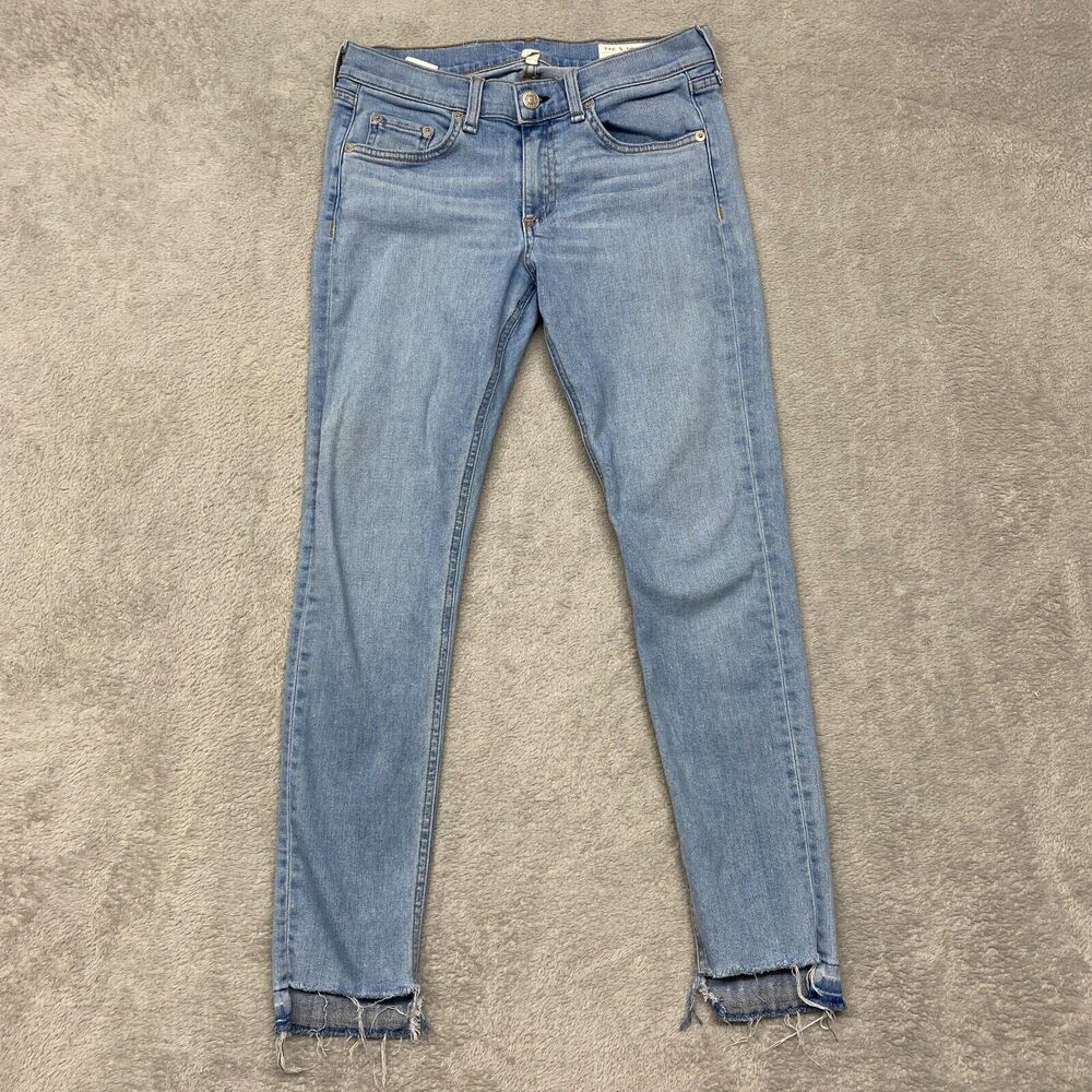 Rag Bone Jeans Womens 27 Blue Denim Capri Light Wash Low Rise Raw Hem